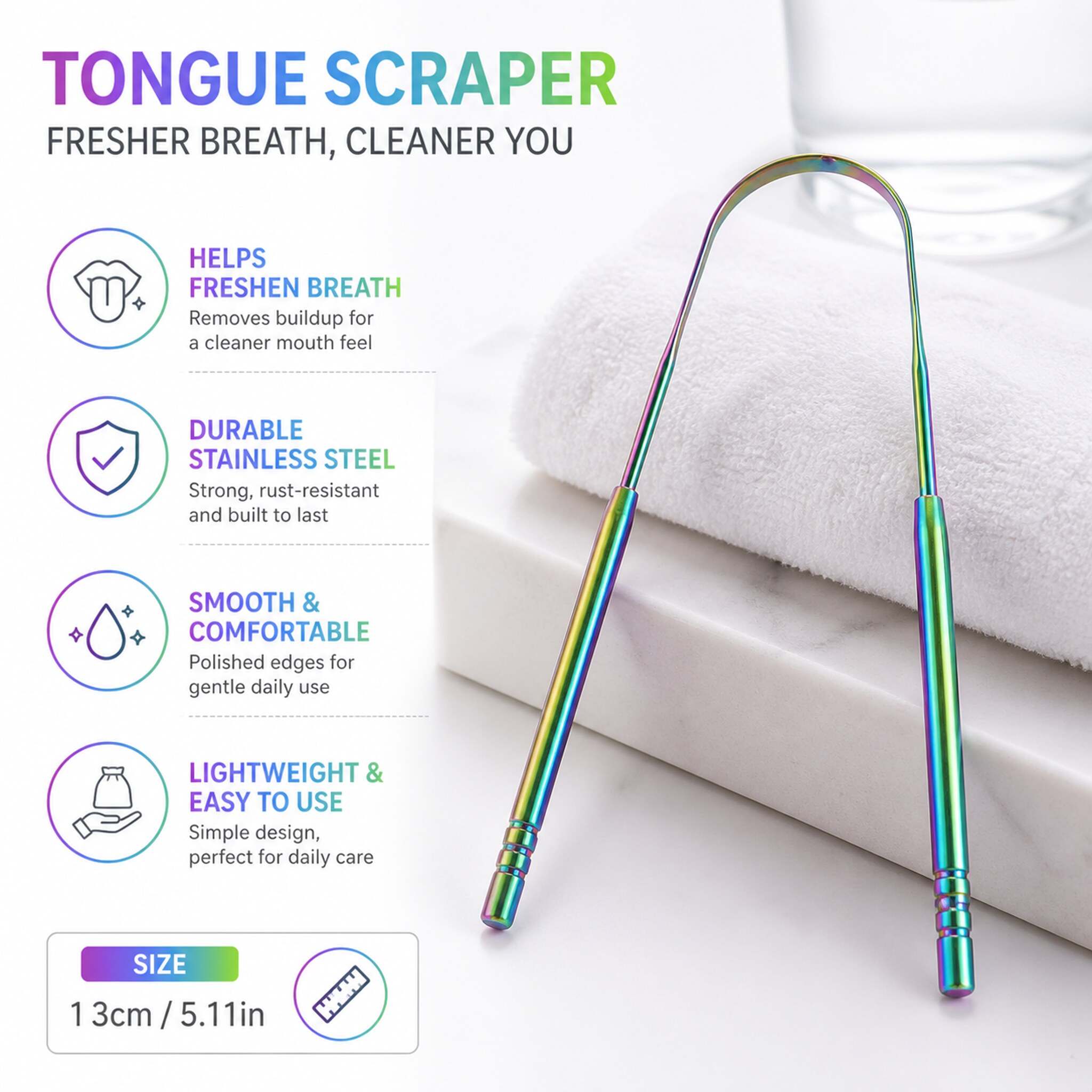 Metal Tongue Cleaner Stainless - Tongue Scraper Metal ulasan dan harga