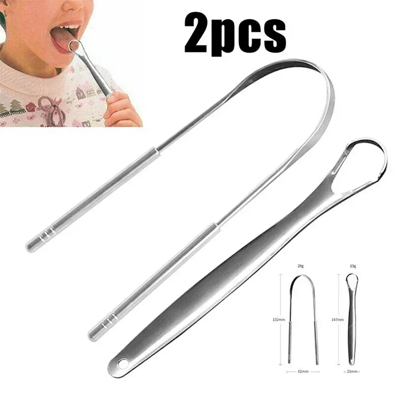 2Pcs Oral Tongue Cleaner Tongu - Tongue Scraper Metal ulasan dan harga