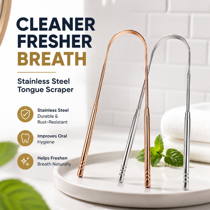 Rose Gold U-shaped Stainless S - Tongue Scraper Metal ulasan dan harga