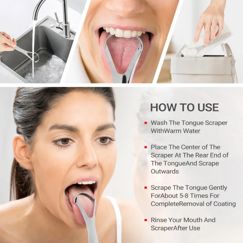 Halitosis Tongue Coating Tongu - Tongue Scraper Metal ulasan dan harga