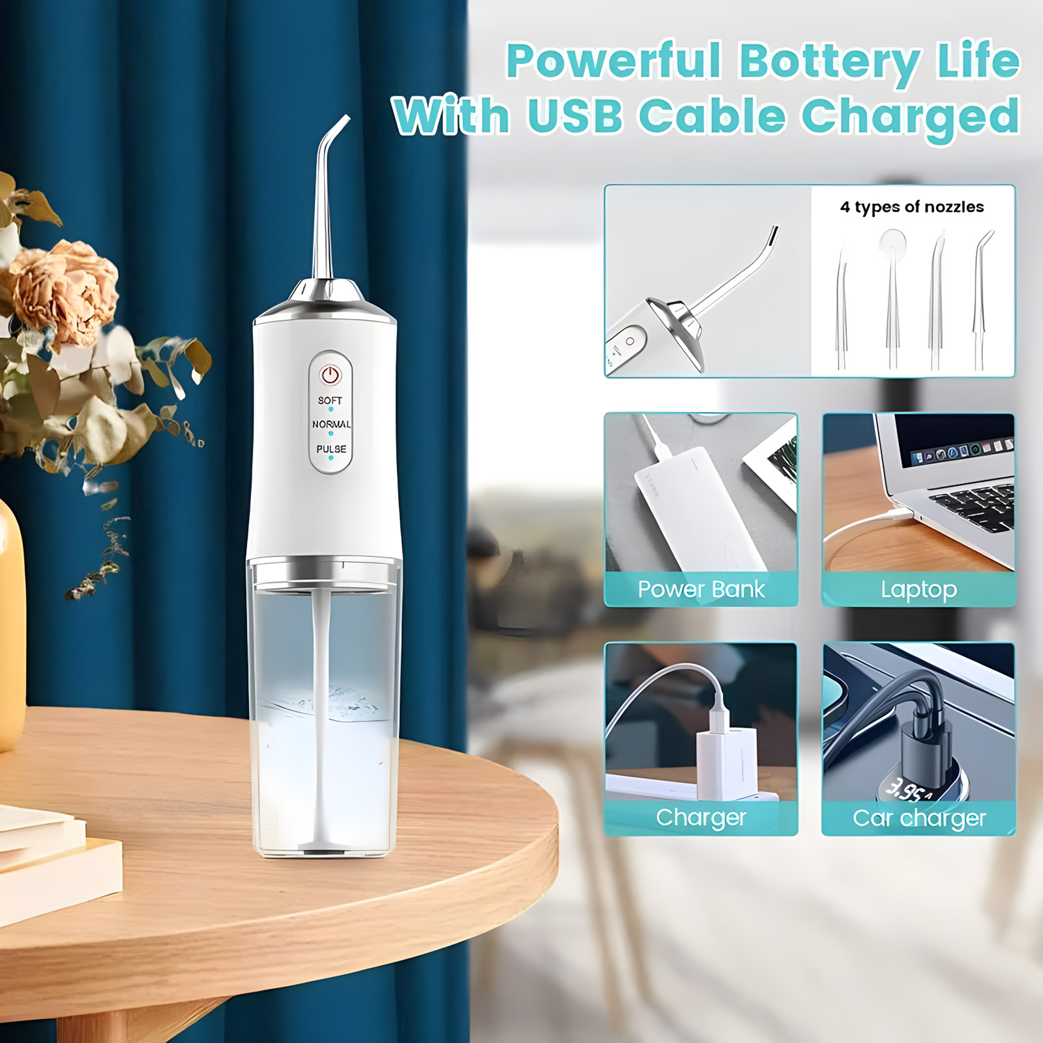 Portable Oral Irrigator USB Re - Water Flosser Cordless ulasan dan harga