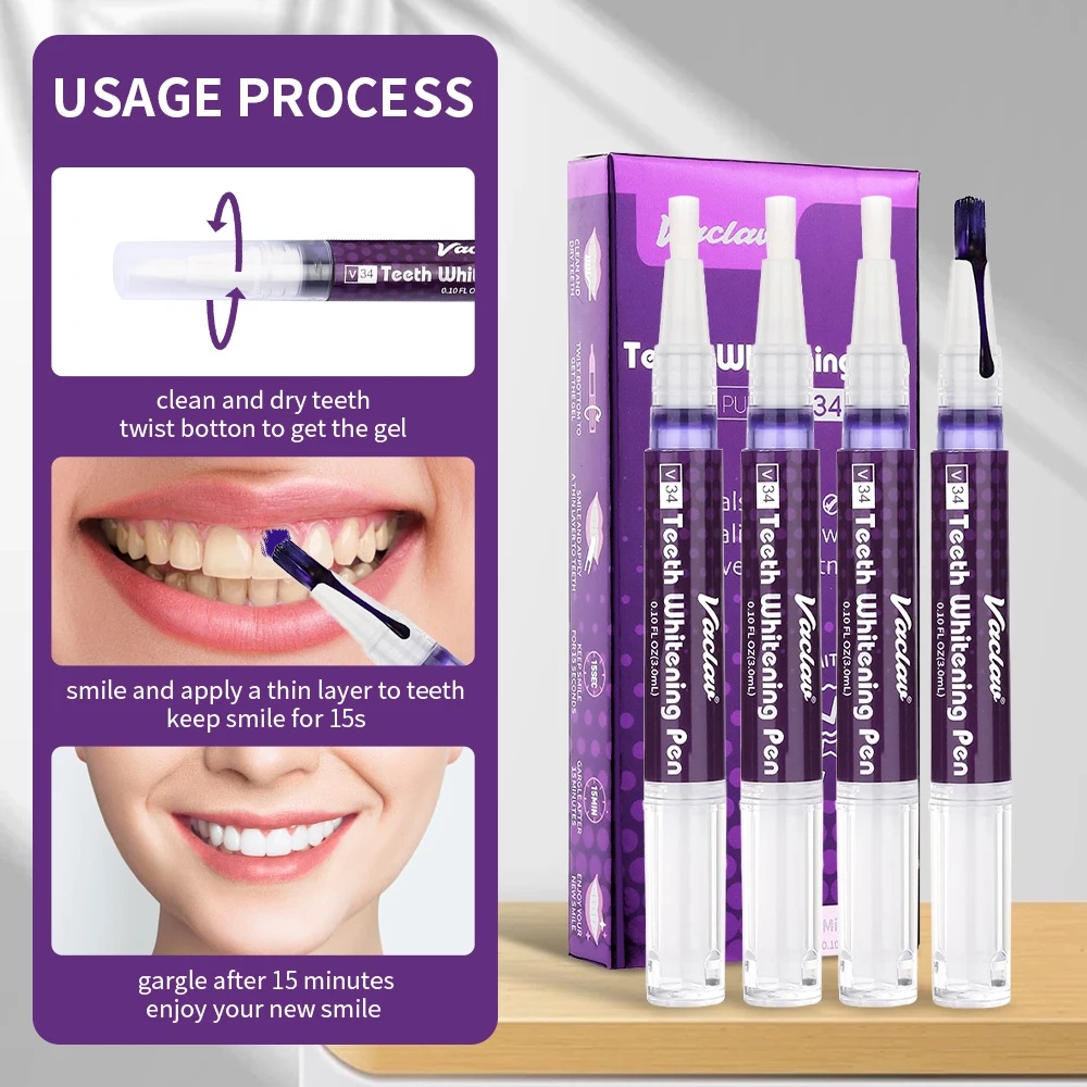 Vaclav V34 Purple teeth whiten - Teeth Whitening Gel Peroxide ulasan dan harga
